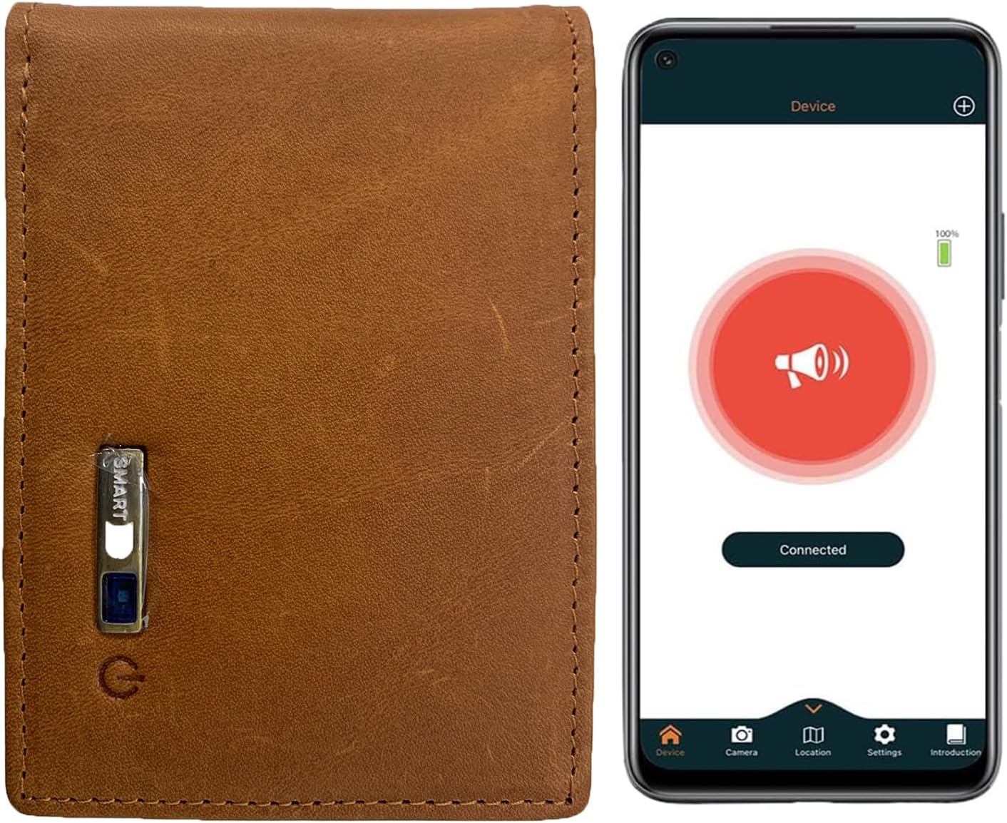 Anti-Lost Bluetooth Wallet Tracker & Finder GPS Position Location Credit Card Holder for Men Leather Men's Wallets Cion Pocket ID Window Multifunctional with Money Clip Gift Box (Coffee)