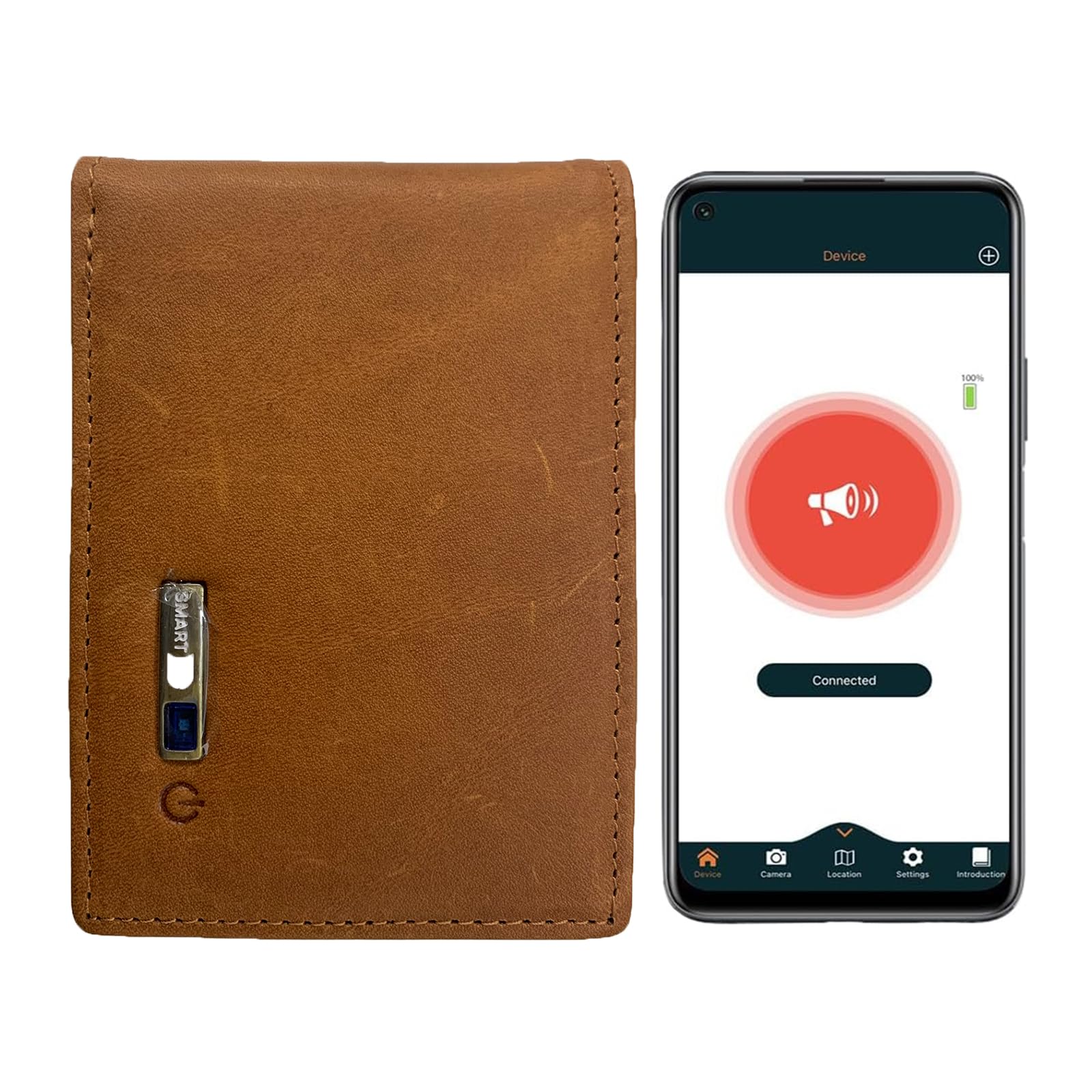 Anti-Lost Bluetooth Wallet Tracker & Finder GPS Position Location Credit Card Holder for Men Leather Men's Wallets Cion Pocket ID Window Multifunctional with Money Clip Gift Box (Coffee)