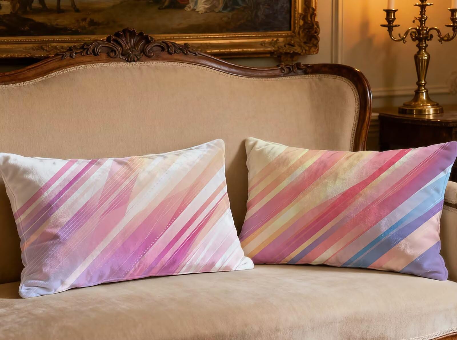 Housse de coussin 40x70cm lot de 2 velours rectangulaire O-698B pour canapé