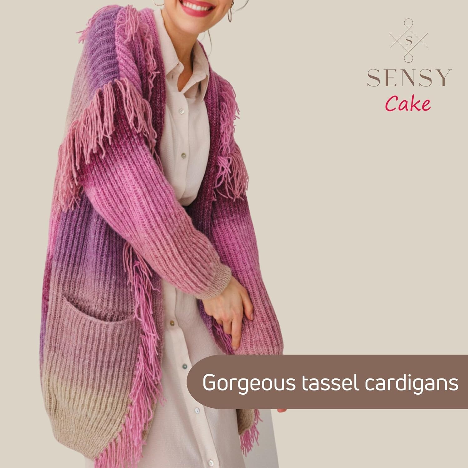 4 Skeins of Sensy Cake Yarn, 5.3 oz, 525 Yards, Multicolor Yarn for Crocheting and Knitting, Craft Yarn, Gauge 3 Light (567)