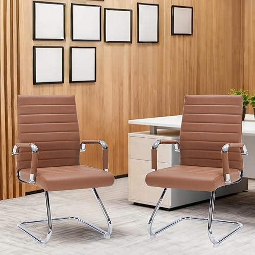 Sidnali - Sillas de sala de espera, silla de invitados de oficina con base de trineo y respaldo medio para recepción sala de conferencias, color