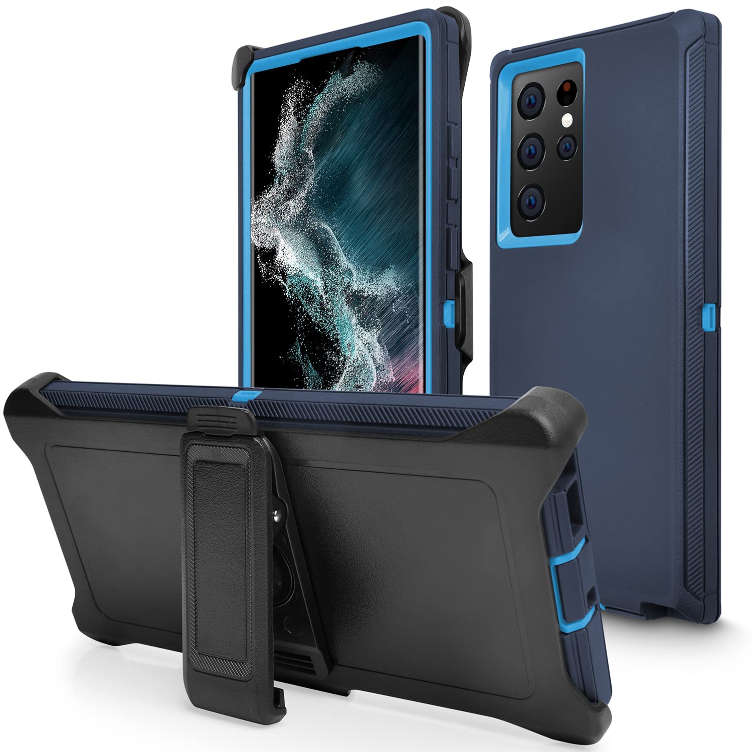 Cljlixcy Cell Phone Holster Case for Samsung Galaxy S22 Ultra 5G, Admiral Blue with Belt Clip, Military Grade, Water-Resistant, Shockproof, Dustproof