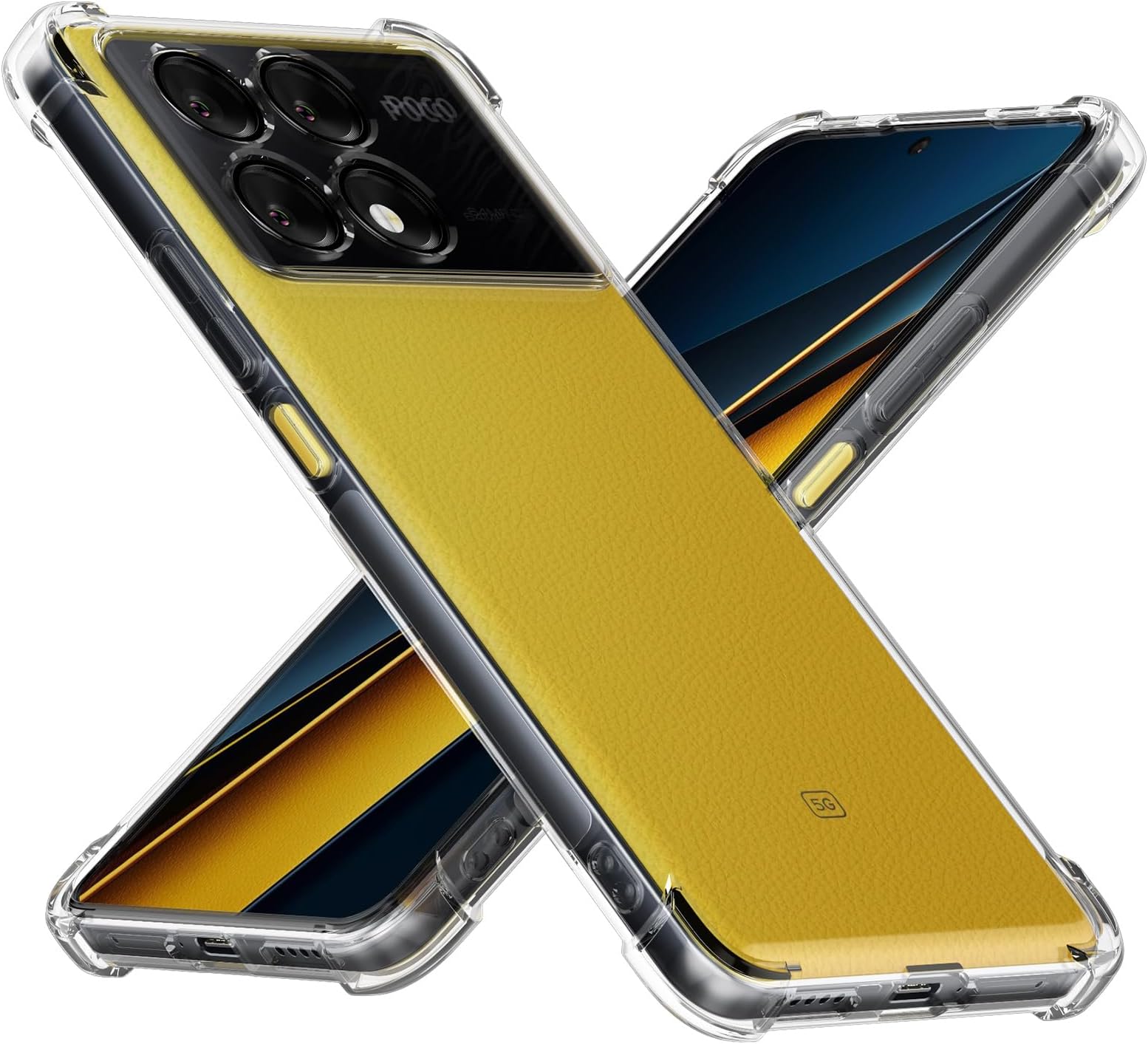 Cresee Clear Case for Poco X6 Pro 5G with Reinforced Corners Camera Protection, Slim Fit Shockproof Flexible TPU Bumper for Xiaomi Poco X6 Pro, Transparent