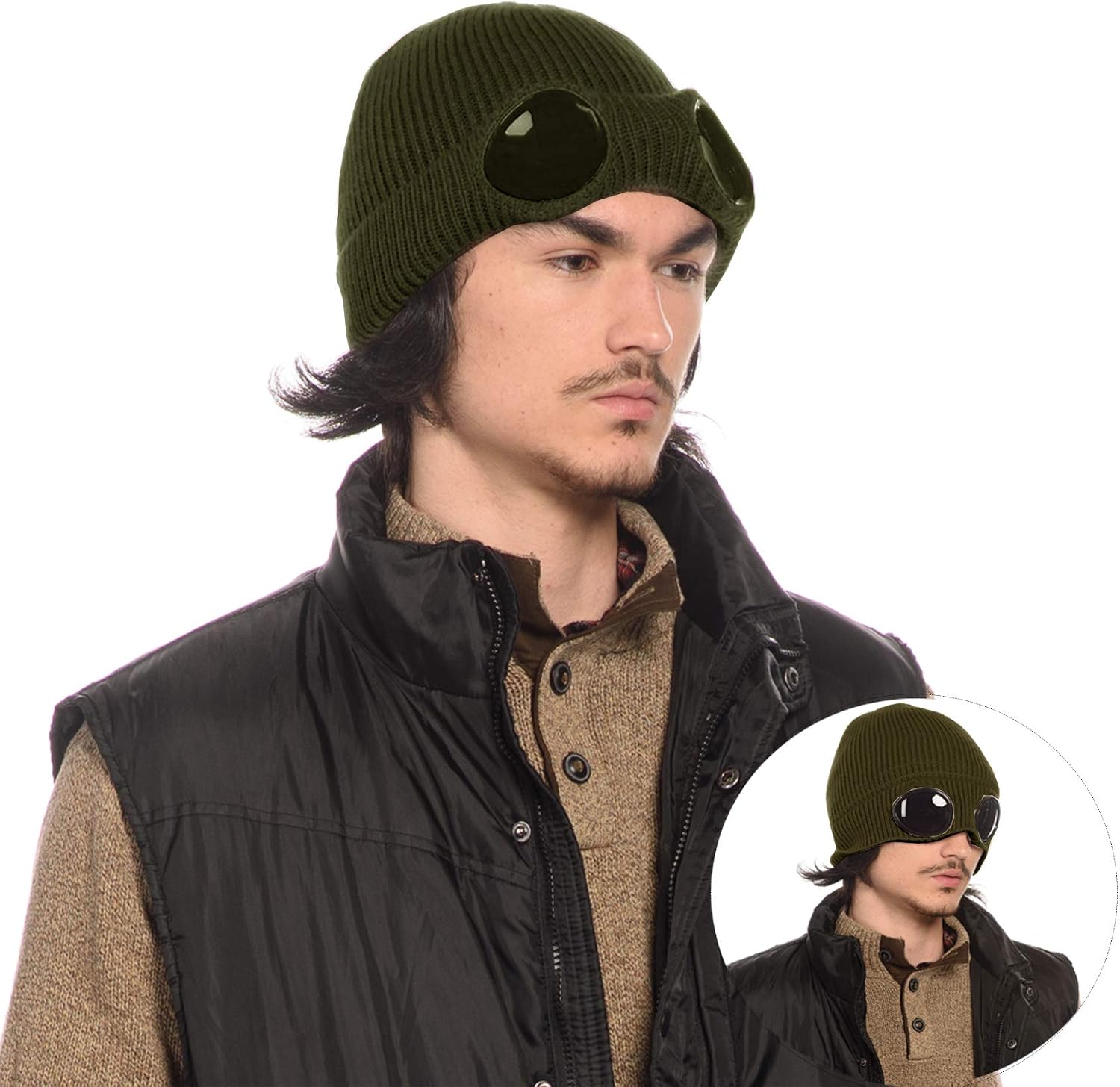 HeiDmai Unisex Fleece Lined Winter Beanie - Knit Skull Cap For Outdoor Sports, Dark Khaki