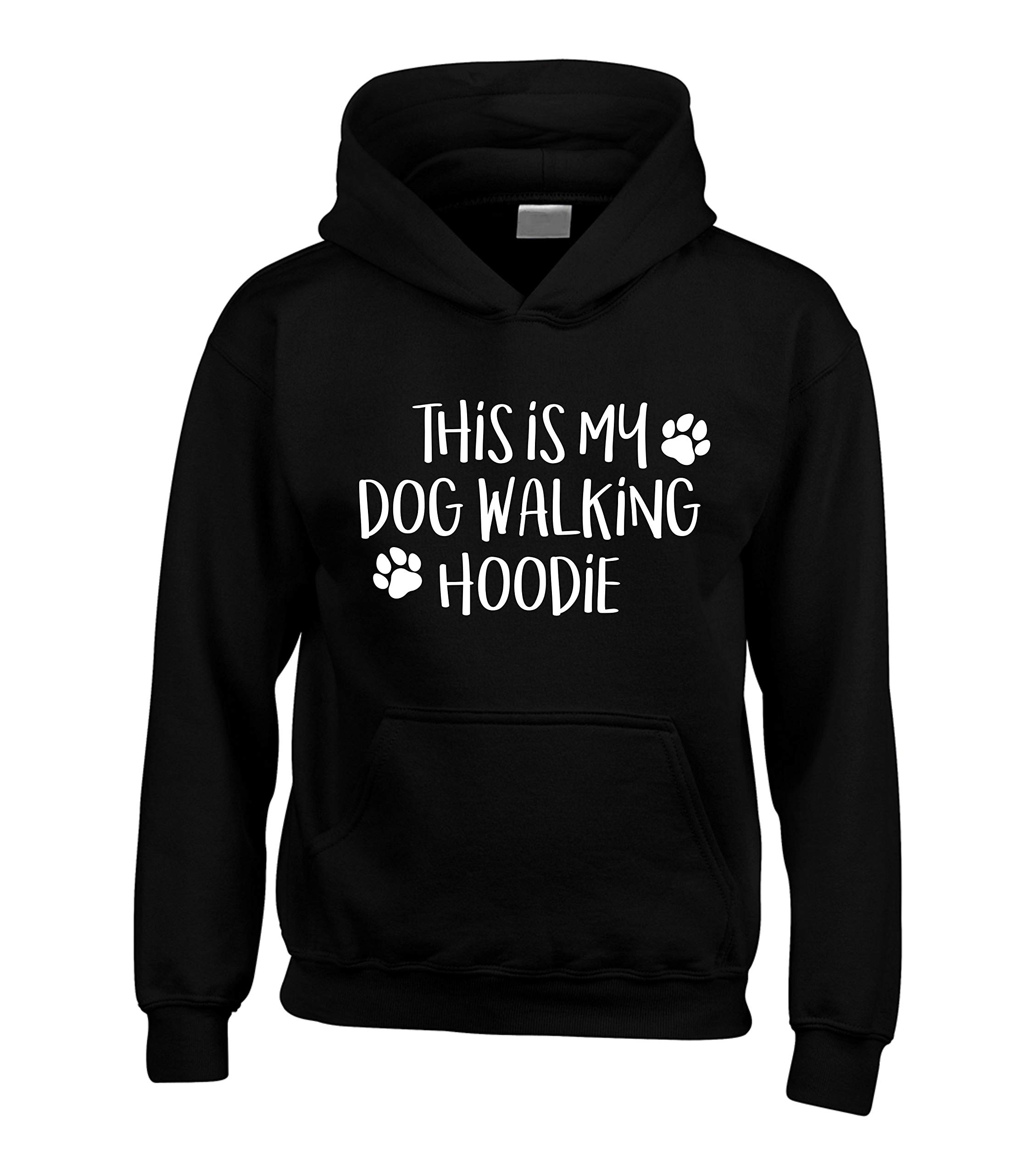 Edward Sinclair Women's Black | L | | This Is My Dog Walking Hoodie | White Print
