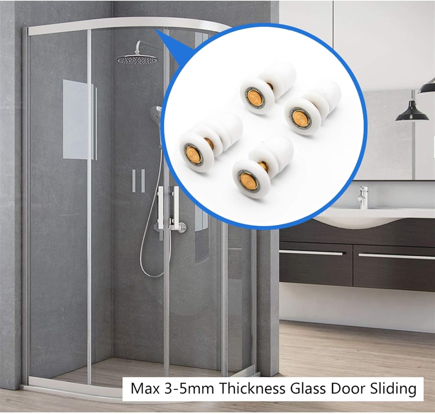 SBTRKT 4pcs-8pcs/Set Straight ABS Plastic Sliding Door Pulley, Diameter 19mm-27mm, Shower Glass Door Pulley, Hardware Spare Parts Roller (Color : 8PCS-Diameter 19MM)