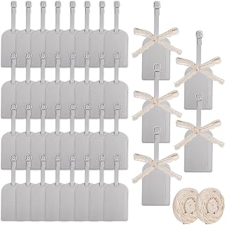 50 PCS Leather Luggage Tags with Lace Trim, Elegant Travel Bag Tag for Backpack Straps, Vintage Wedding Decoration Accessories, Personalized Bridal Shower Favors Gifts for Guests (Light Grey)