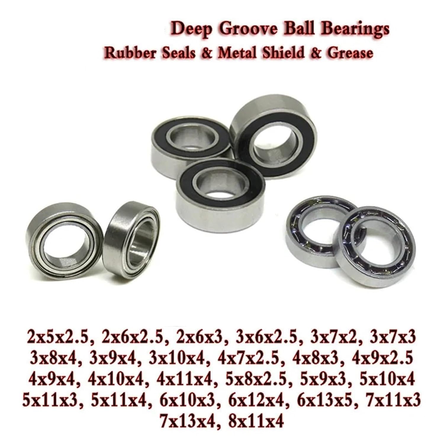 10pcs 2x5x2.5 2x6x2.5 2x6x3 3x6x2.5 3x7x2 3x7x3 3x8x3 3x8x4 3x9x4 4x9x2.5 5x11x3 mm Deep Groove Ball Bearing(692-ZZ 2x6x3)