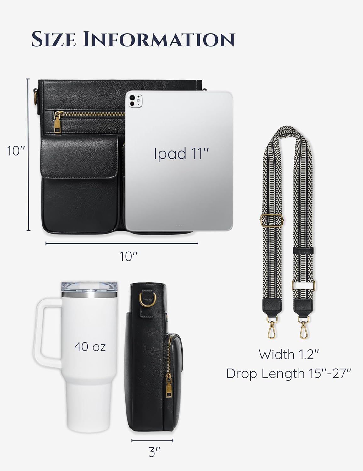 Yarnic Crossbody Bags for Women, Multi Pocket Crossbody Purse Vegan Leather Shoulder Handbags with Guitar Strap - Image 3