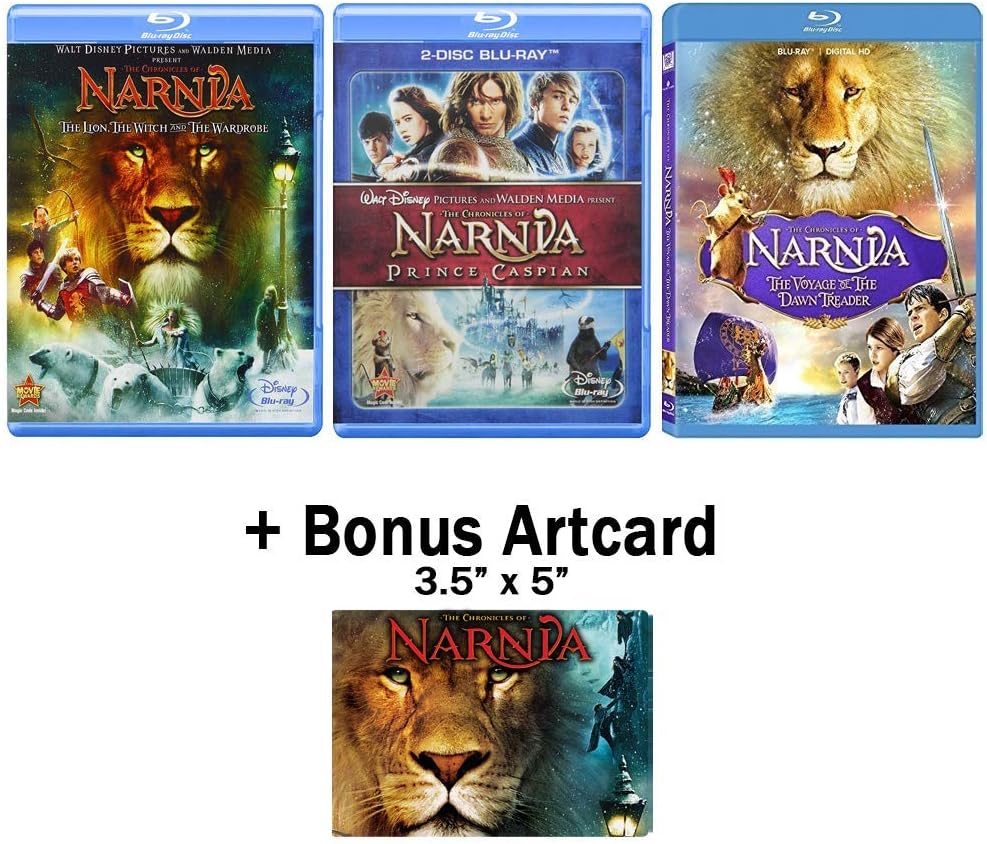 The Chronicles of Narnia: Complete Movie Trilogy Blu-ray Bundle (The Lion, the Witch and the Wardrobe / Prince Caspian / Voyage of the Dawn Treader) + Bonus Art Card