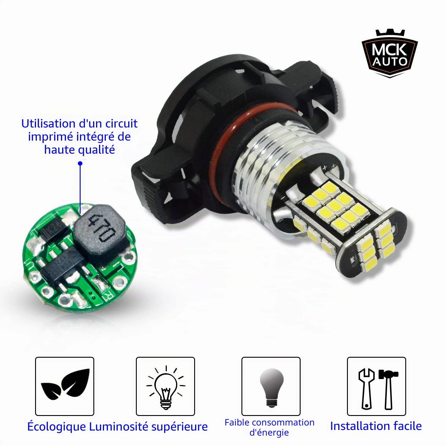 Remplacement pour Set d'ampoules blanches H16 LED CanBus très clair et sans erreur compatible avec A3 8P