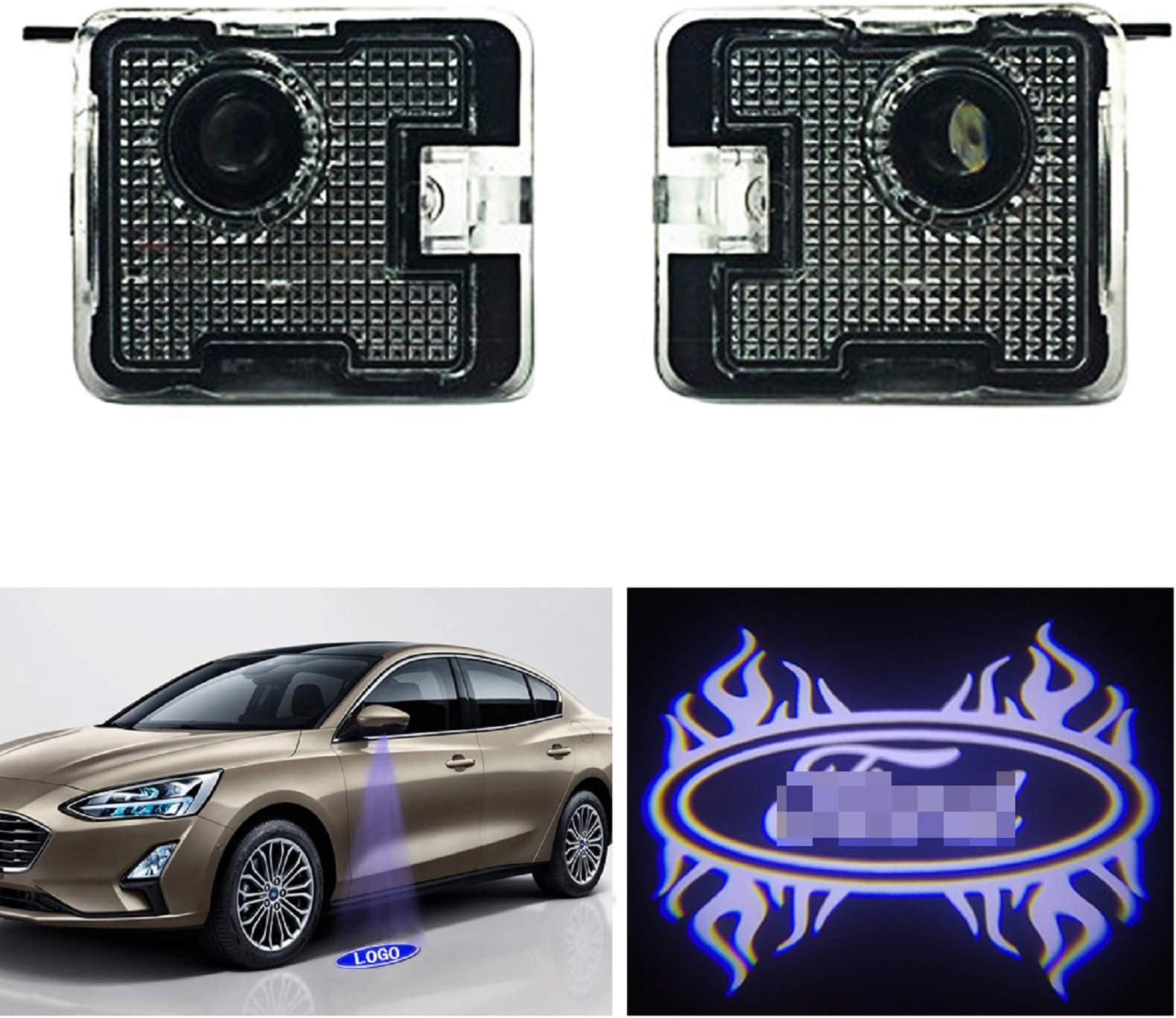 Car Side Mirror Puddle Light,Welcome Lights Projector Ghost Shadow Led Lamp Focus RS(BFIRE)