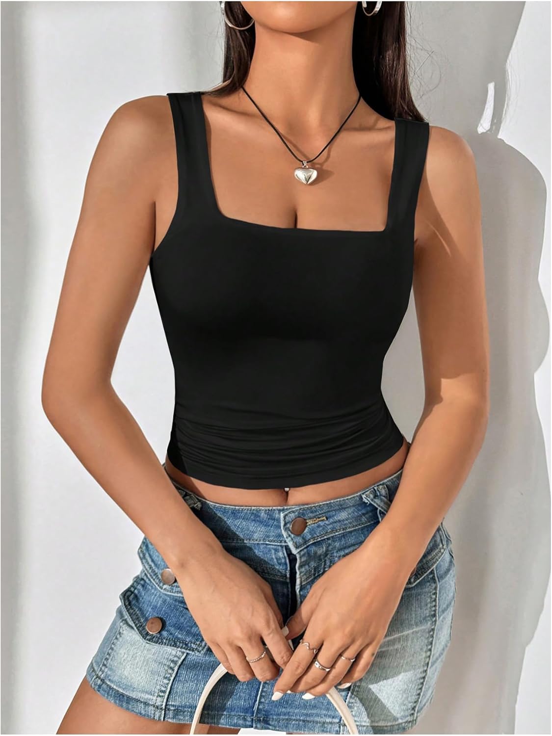 SOLY HUX Women's Square Neck Tank Tops Sleeveless Fitted Dressy Casual Summer Top - Image 3