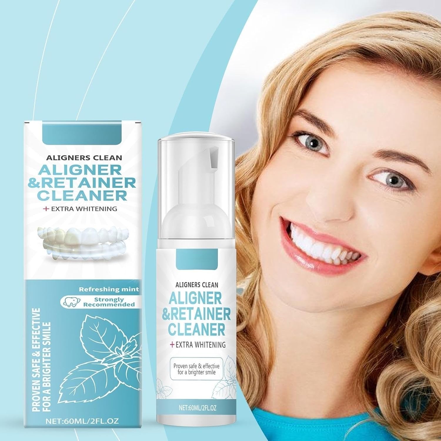 Aligner & Retainer Cleaner Foam 60ML Mint Flavor Deep Clean Fresh Breath image 2