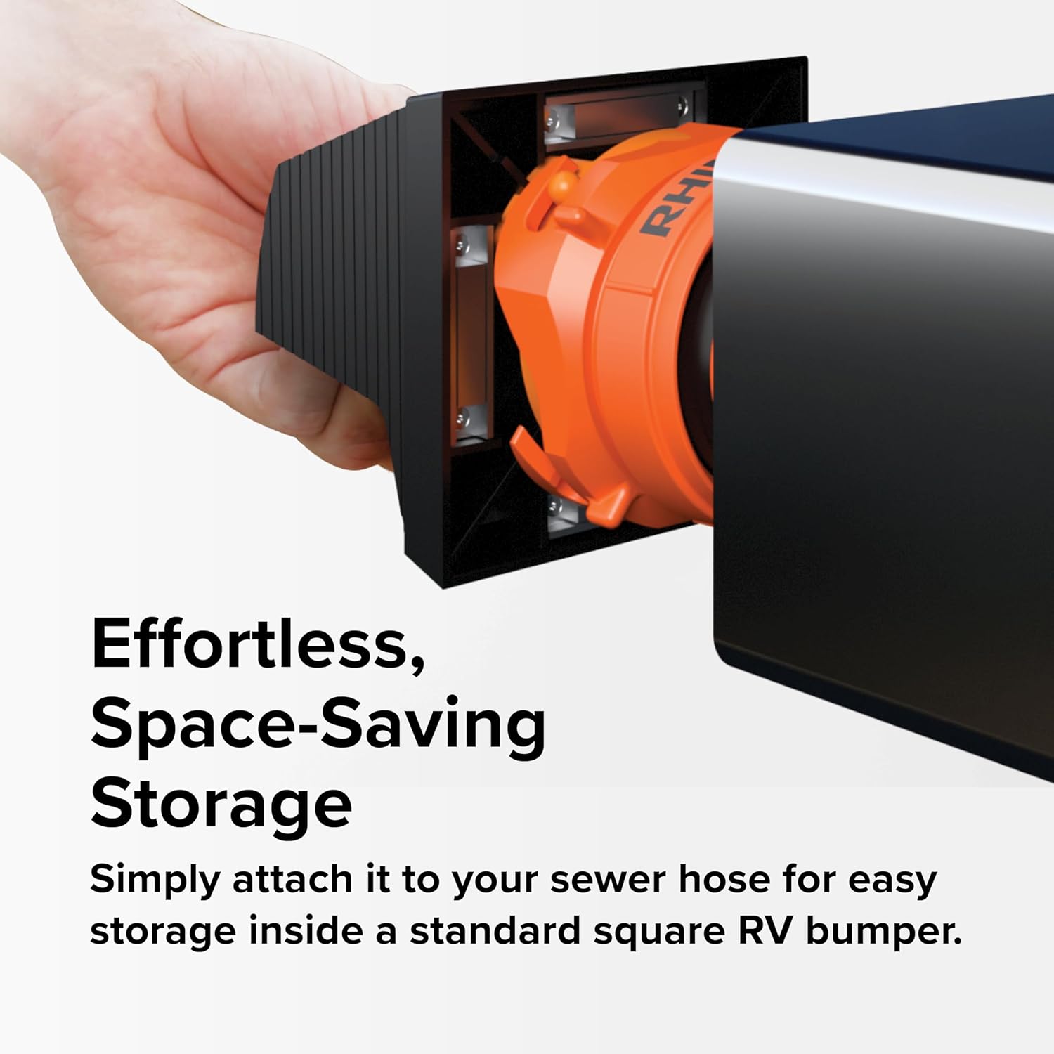 Camco RV Bumper Cap Solar Light — Motion-Activated Lighting – Fits 4" Square RV Bumpers – Helps Keep Bugs Out & Allows for RV Sewer Hose Storage Inside Bumper (40332)