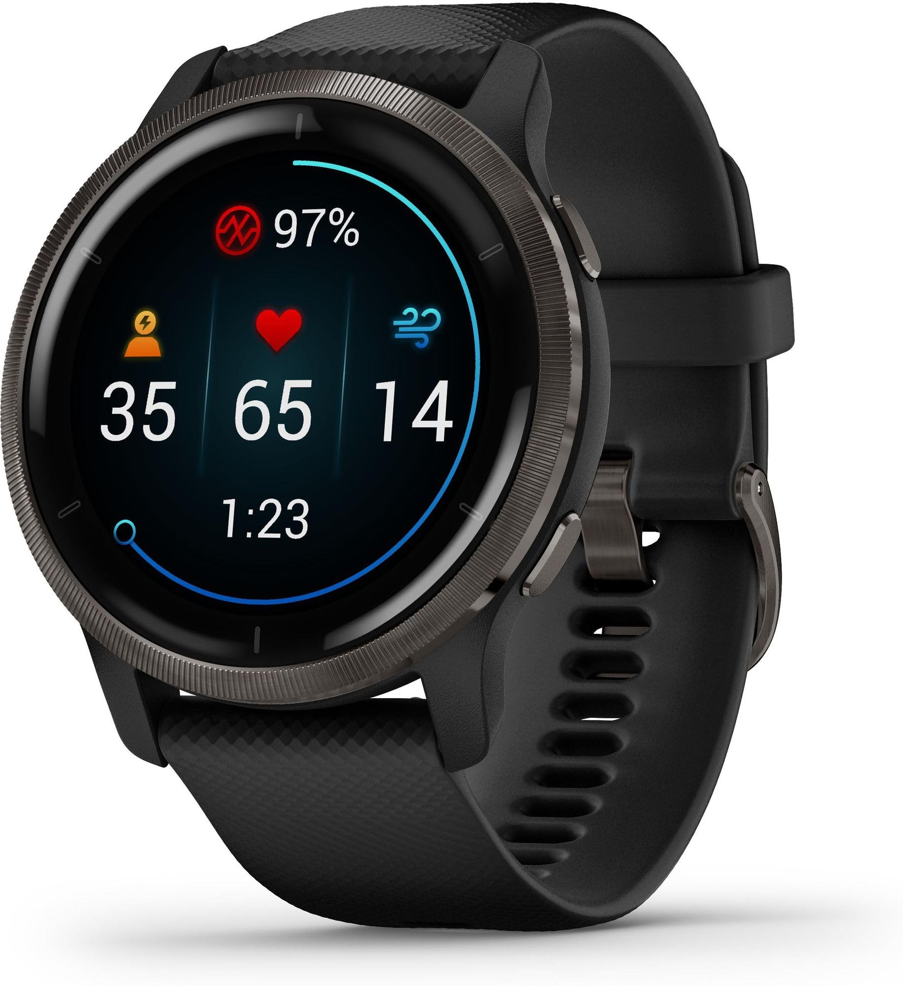 Garmin Venu 2 – GPS-Fitness-Smartwatch mit ultrascharfem 1,3“ AMOLED-Touchdisplay, umfassenden Fitness, über 25 vorinstallierte Sportarten, Music Pay