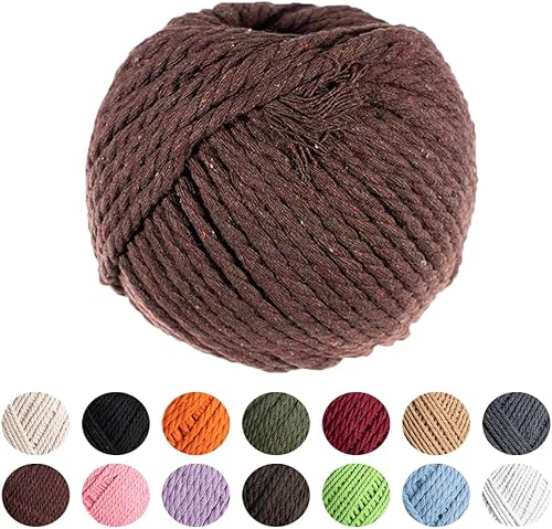 Craft County Cuerda de algodón macramé natural, tejido, bricolaje y tapices de pared, color marrón, 0.197 in (164.0 ft)