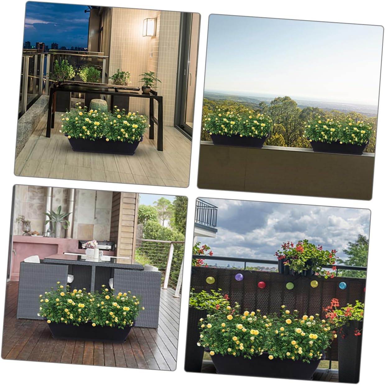 5sets Rectangular Planters with Trays Garden Pots for Vegetables and Flowers Durable Design for Porch Balcony and Home Decor