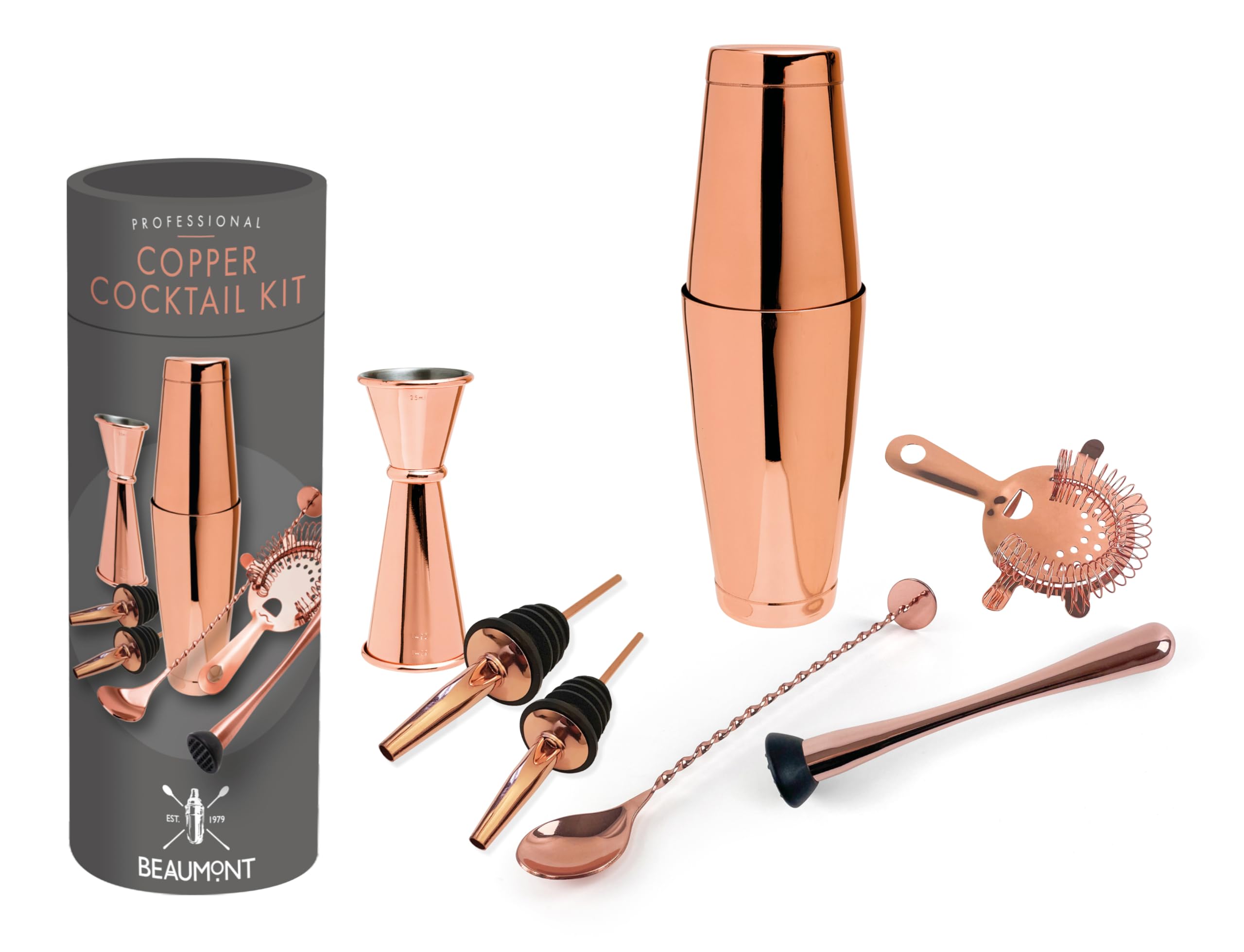 8 Piece Cocktail Kit Beaumont Home Bar Accessories Copper Finish Cocktail Kit