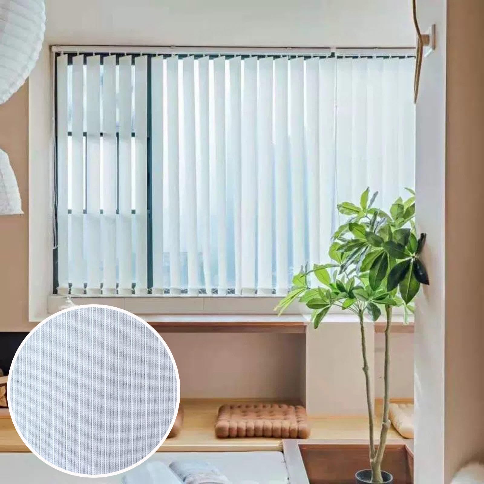Pxzybd Vertikaljalousie,Vertikaljalousien Innen,Vertikaljalousien Mit Lamellen Für Fenster,Weiße Lamellenvorhänge Aus Stoff,Verdunkelungs-/Wärmeisolierjalousien,Streifenvorhang,W×H-90x180cm/35.5x71in