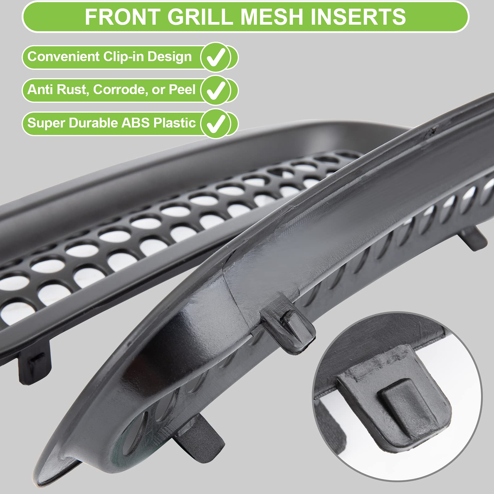 Spurtar Jeep Wrangler JK Grill Inserts, Matte Black Upgrade for 2007