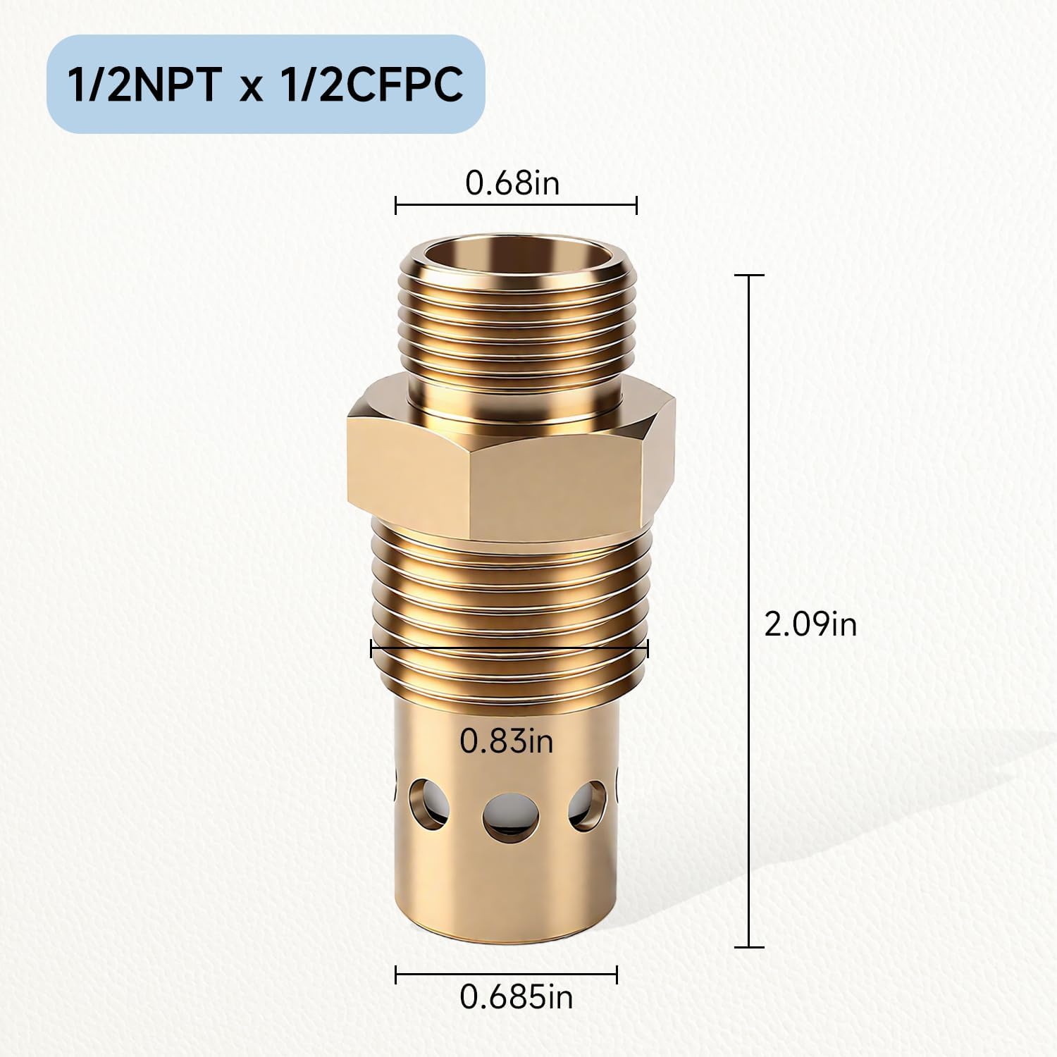 Air Compressor Check Valve 1/2 npt & 1/2 CFPC Compatible With DeVilbiss Craftsman 5HP Models IRL6560V 5E60VAD Replace#: CAC-437-2