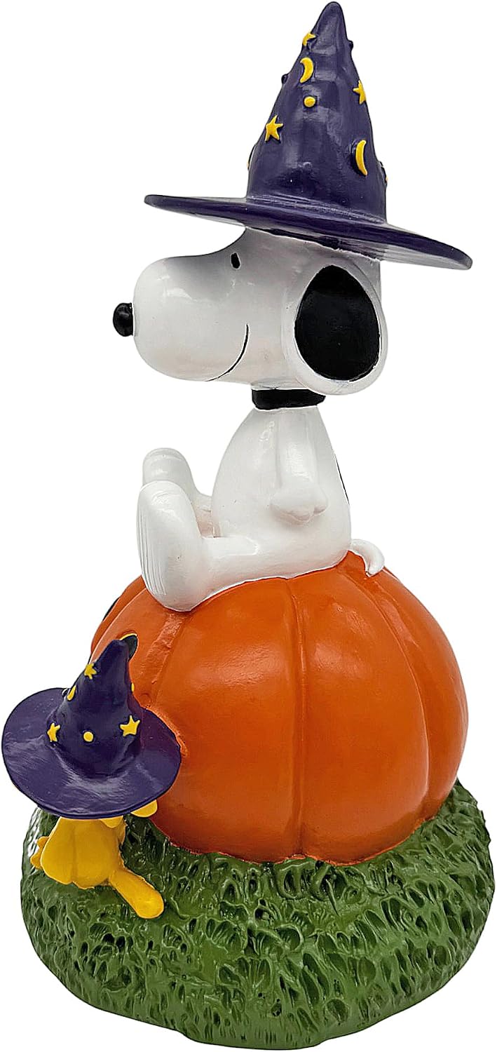 Peanuts® Snoopy and Woodstock on Jack-o-Lantern 8" Garden Statue