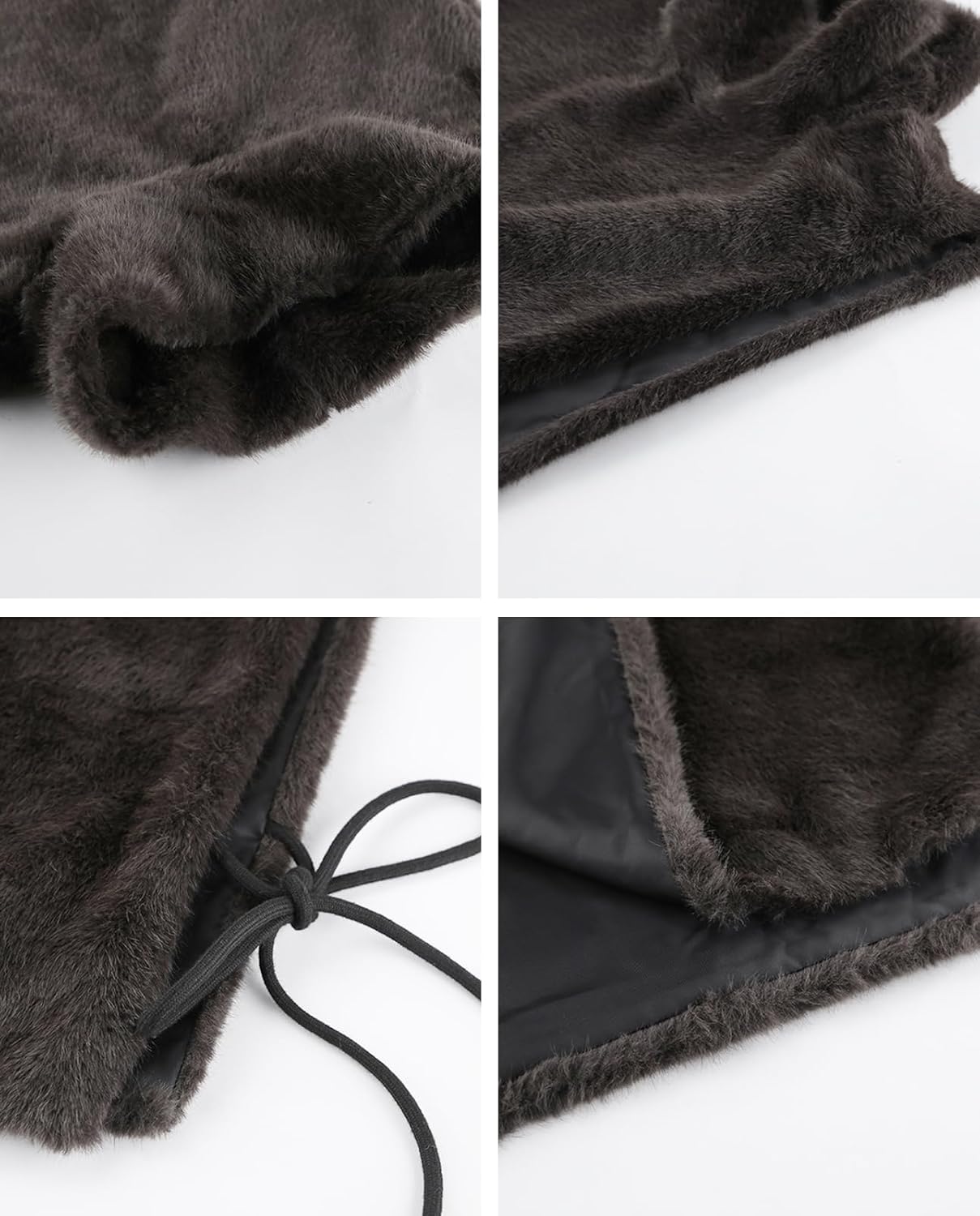 Women Brown Faux Fur Vest Turtleneck Fleece Vest Tie Side Fur Tops Winter Warm Outwear Trendy Fashion Y2K Jackets - Image 8