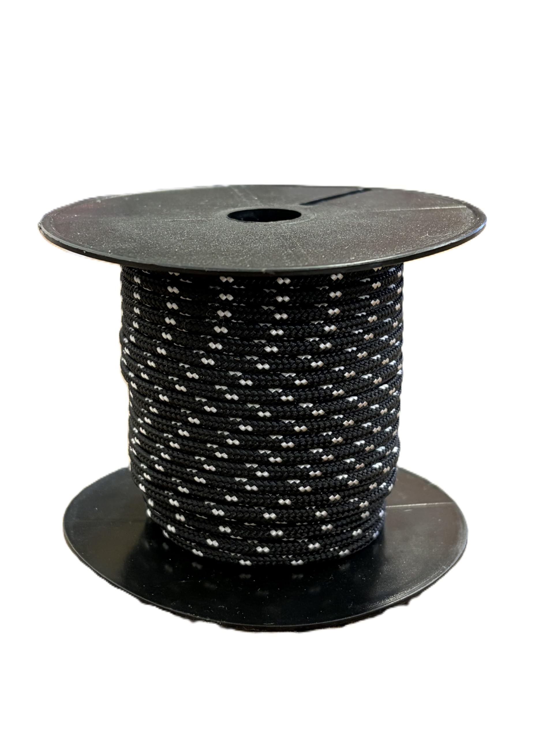 Westward Rope and Wire Braided Polyester Rope, 3mm x 20m, 16 Plait, UV Resistant, 150kg Break Load, Multiple Colours (Black with White Fleck), 3mm x 20m)