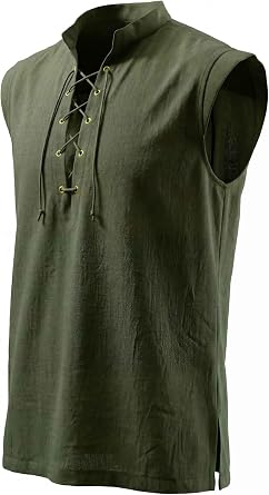 CTU Mens Cotton Tank Top Sleeveless Pirate Shirt Renaissance Costume