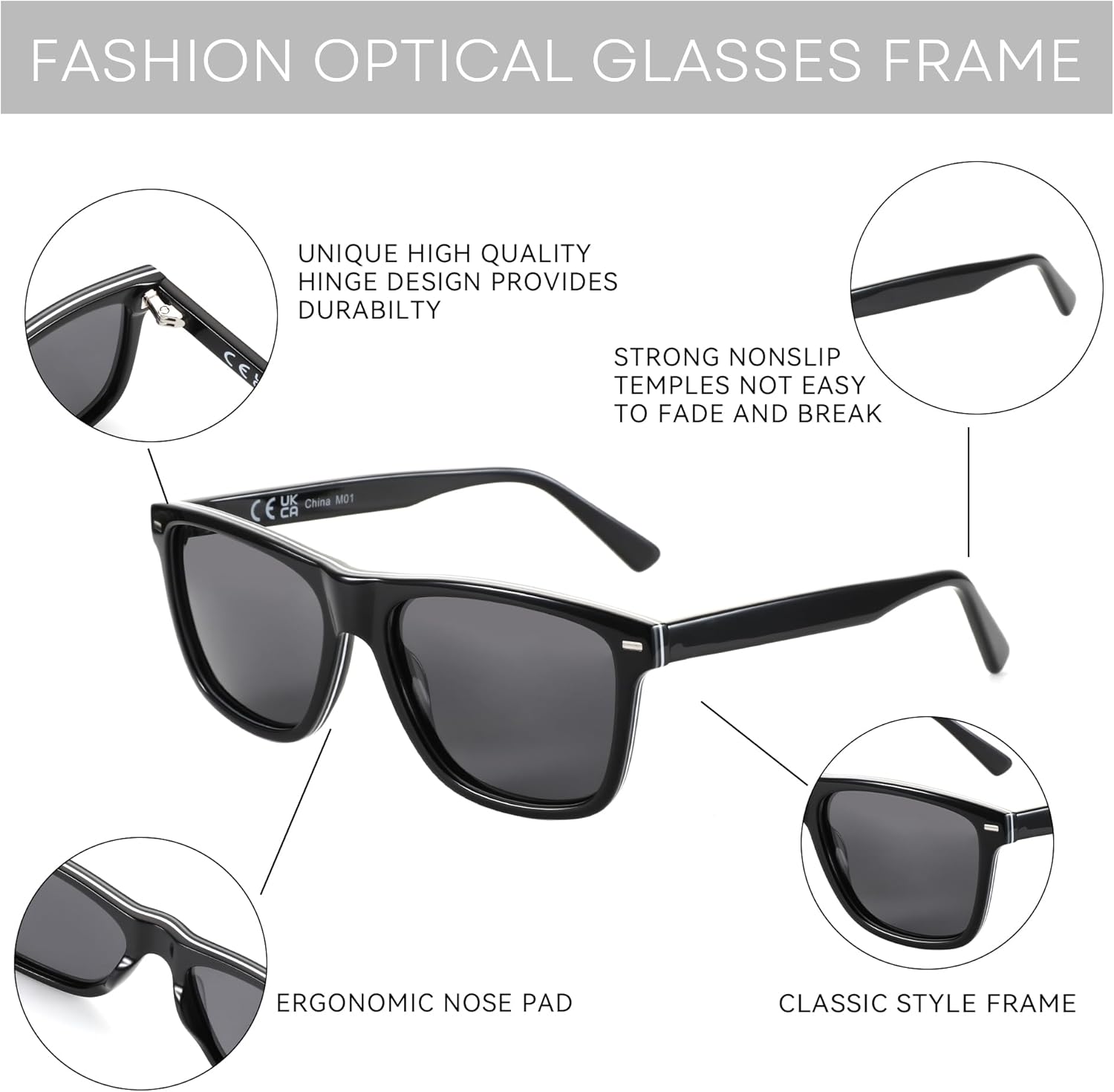 ZENOTTIC Square Sunglasses Mens Polarized: Square Sunglasses UV400 Protection - Classic Sunglass Retro Frame
