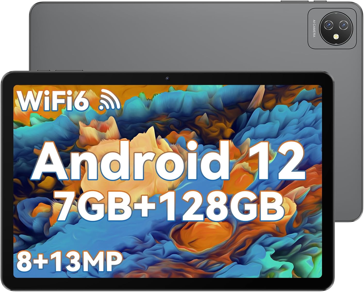 Blackview Tab8 WiFi Tablet Android 12 10 Pollici, 7GB RAM+128GB ROM, 5G/2.4G WiFi 6 tablet in offerta, 6580mAh Batteria da tavolo, 13MP+8MP Camera, HD+ IPS, GMS, BT5.0, Dual Speaker, Type-C