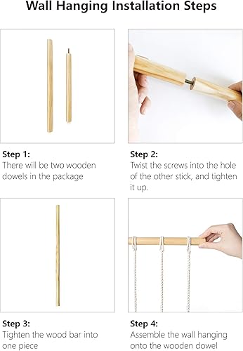 Miniatura 5 de Mkono - Expositor de fotos para colgar en la pared, diseño de macramé, decoración boho para el hogar, decoración para apartamento, dormitorio, sala