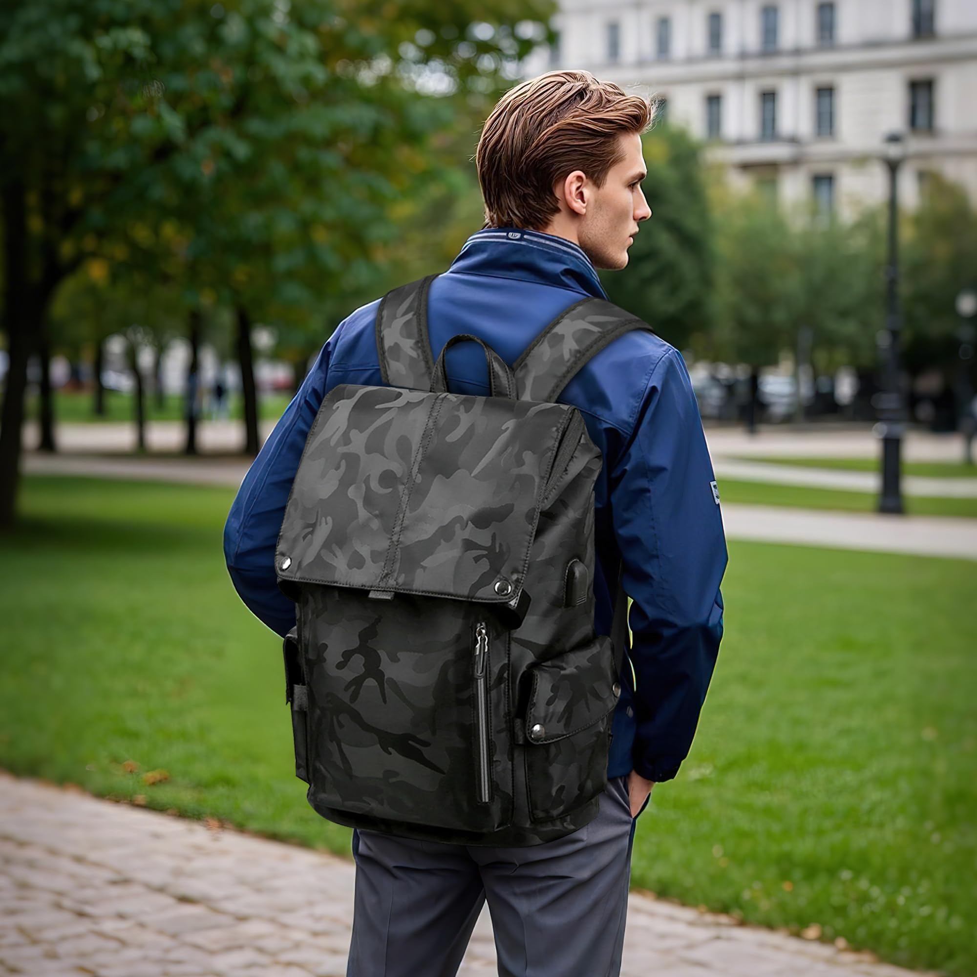 Zaino per Laptop Uomo con Porta di Ricarica USB Zaino Lavoro Università Zaino Casual Antifurto Zaino Impermeabile per Studenti Campeggio Viaggio Lavoro Nero B L