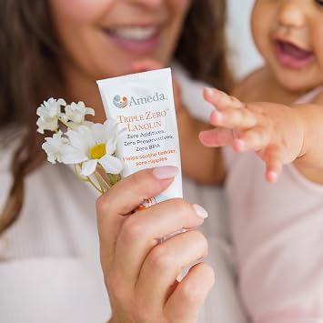 Ameda Triple Zero Lanolin Nipple Cream for Breastfeeding Pain | All Natural Nipple Balm | Single Ingredient Pure Lanolin Cream | Breast Feeding Must Haves | ONLY Triple Zero Nursing Cream 35g/1.2oz