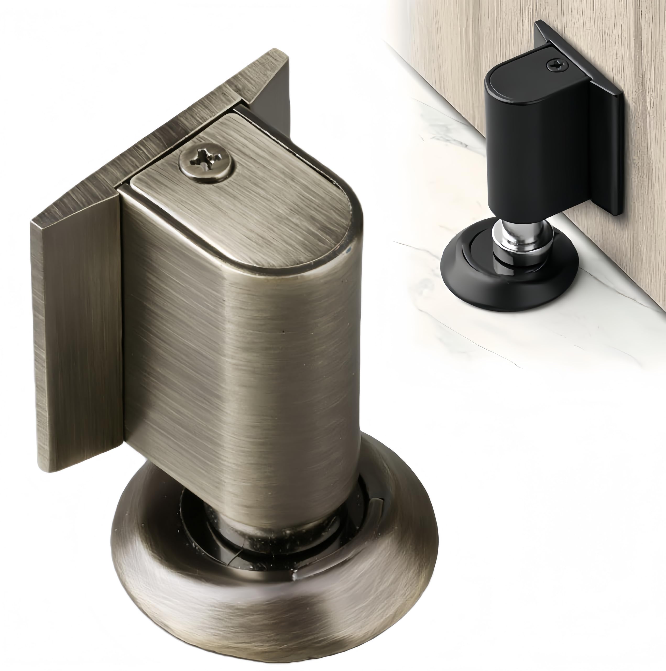 Magnetic Door Wedge Stopper, Heavy Duty Magnetic Doors Catch Holder, Windproof Stopper No Drill Invisible Doorstops for Inside Door,Prevents Door Slamming for Home & Office (Bronze, 1 Pack)