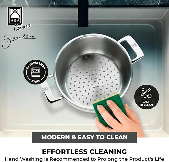 BRA COOKWARE Signature Stainless Steel Steamer | 9.5 Inches 4 Quarts