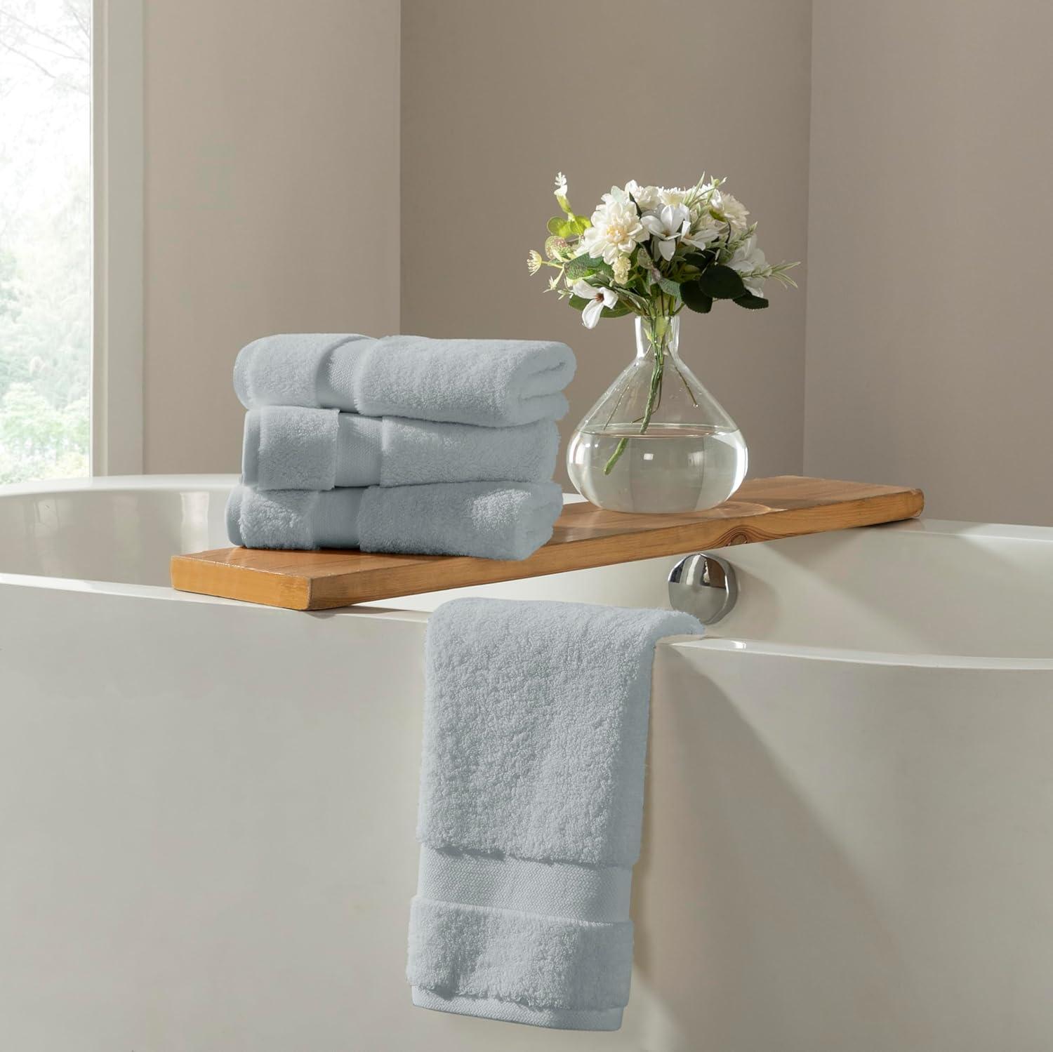 Pack of 4 Organic Cotton Hand Towels - Light Gray