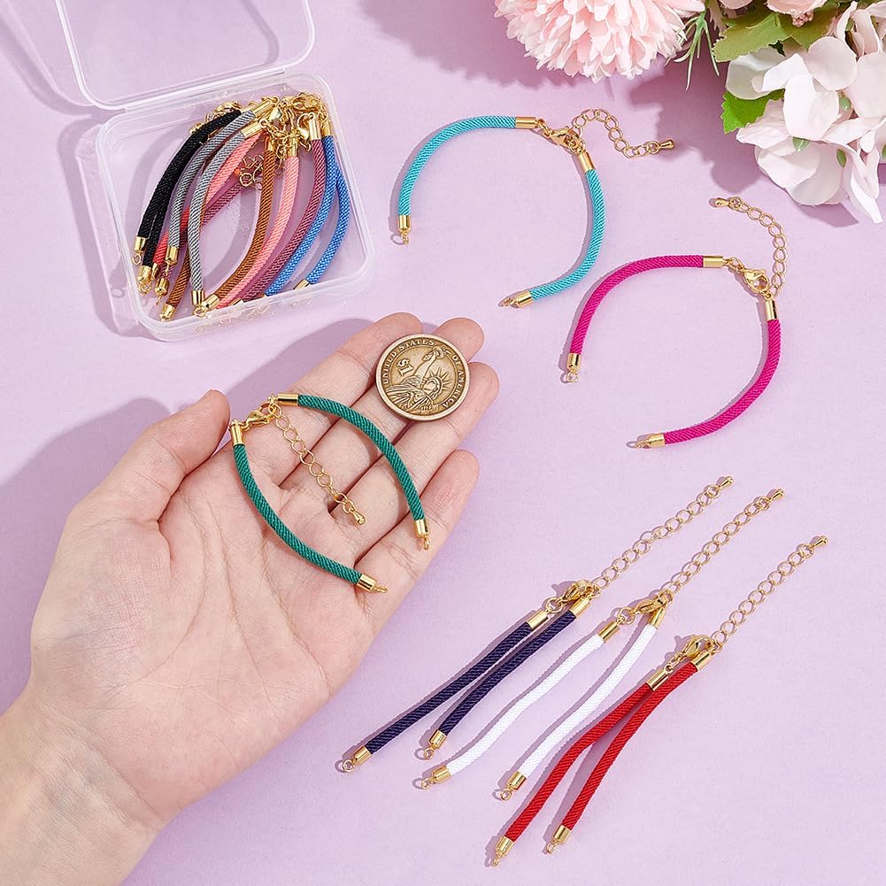 UNICRAFTALE 12Pcs Nylon Twisted Cord Bracelet 12 Colors Adjustable Slider Bracelets 6.69Inch Bracelet with Metal Findings and Lobster Claw Clasps Bracelets for Women DIY Jewelry Making - Image 2