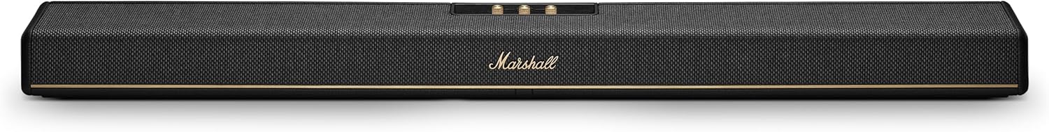 Marshall Heston 120 Soundbar - Dolby Atmos Immersive Sound and Built-in Subwoofer for TV, Movies and Music | Volume, Bass, Treble Controls | Bluetooth, WiFi, HDMI, RCA Inputs - Black