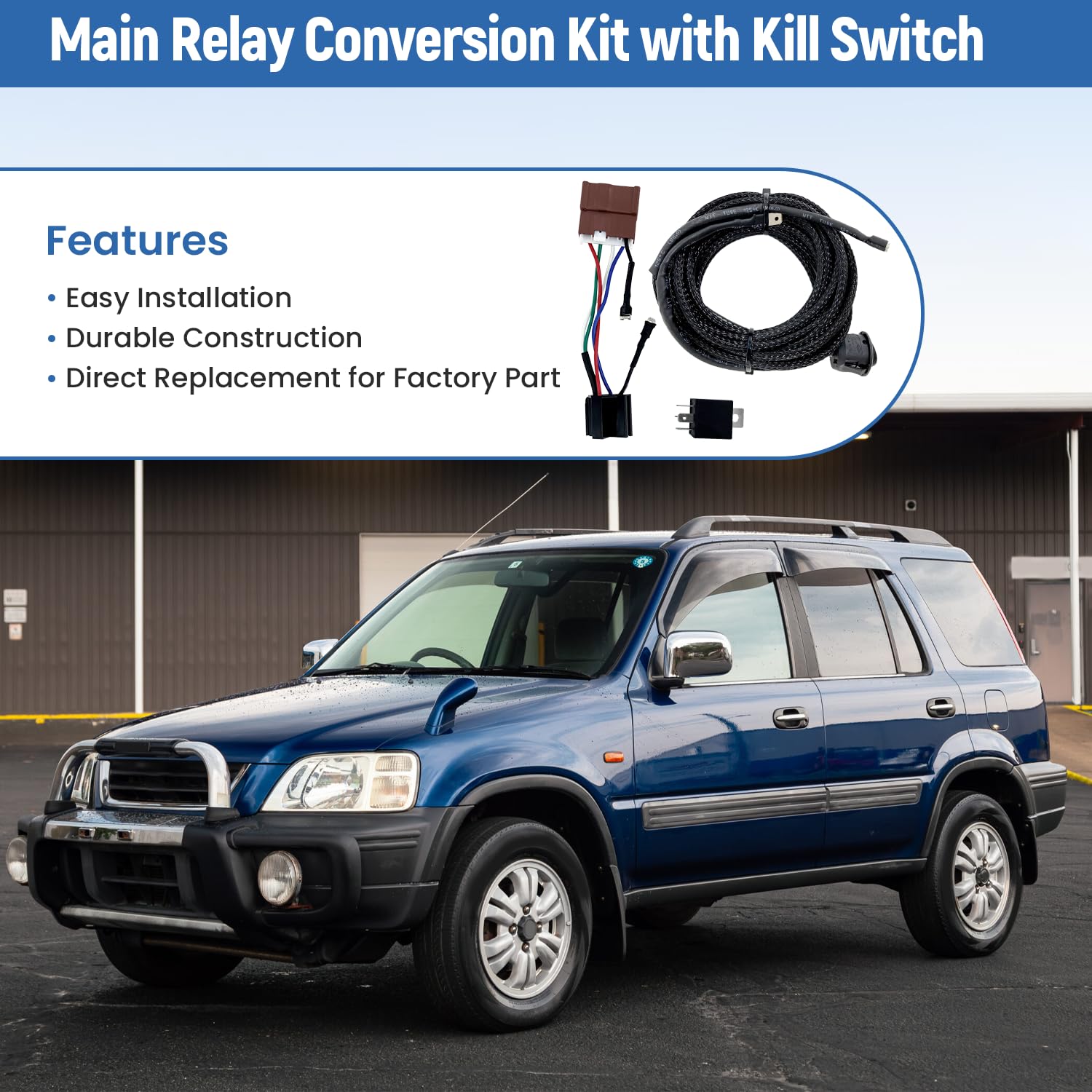 Main Relay Conversion Kit with Kill Switch fit for Honda Civic 1992-2001,CRV 1997-2001, Integra 1994-2001, Accord 1990-2002, Prelude 1992-2001