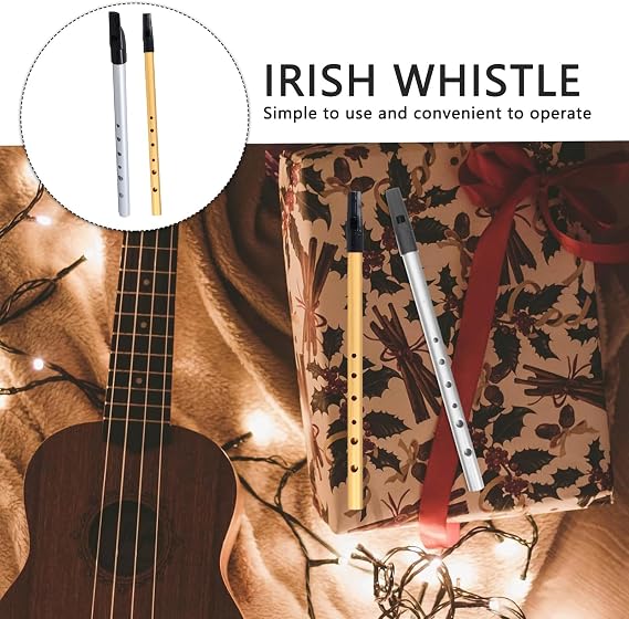 2PCS Tin Whistle in D - Traditional Irish Music Penny Flute Instrument for Beginners, Intermediates & Experts Band Performance, Suitable for Long-term Use