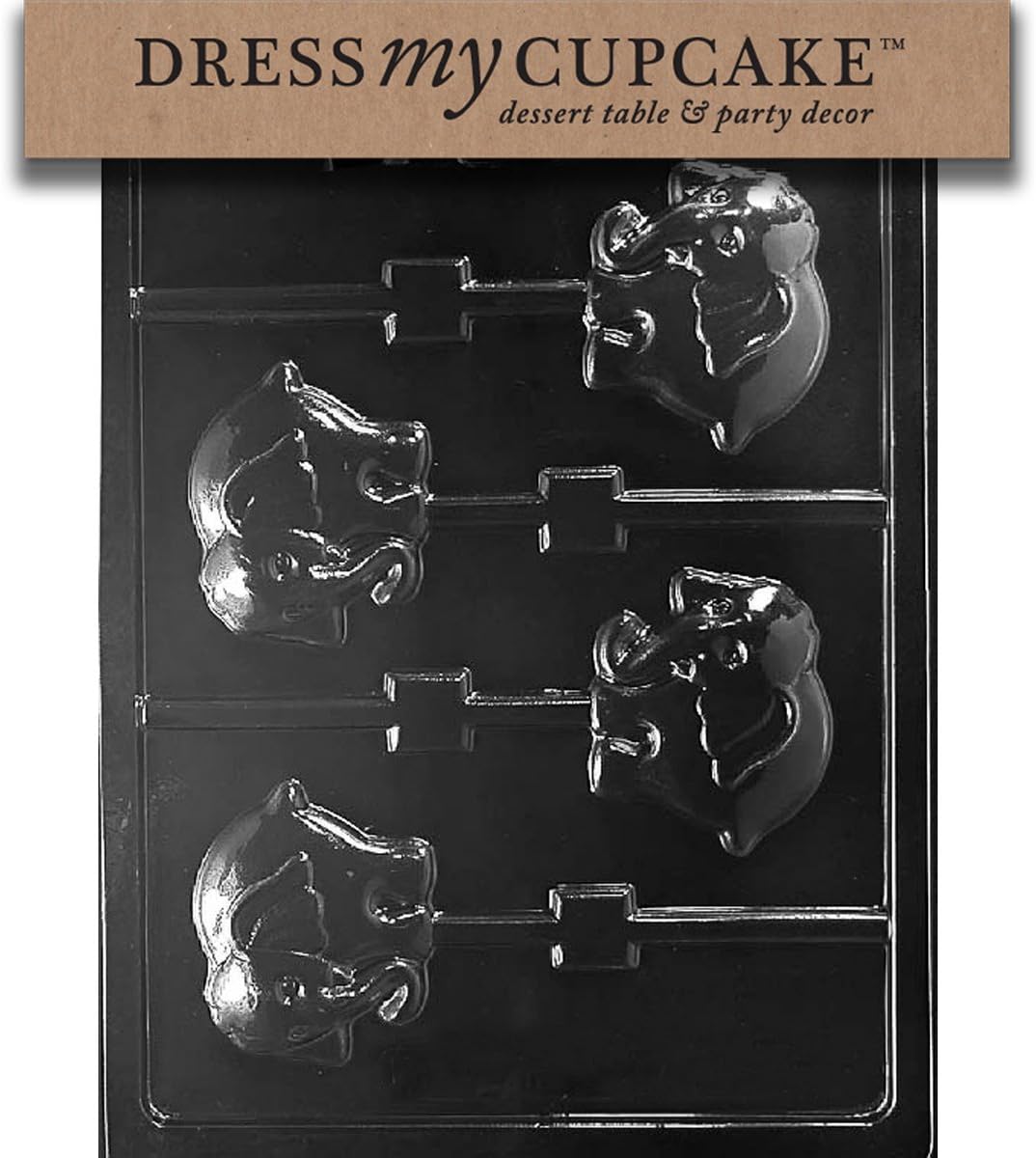 Dress My Cupcake DMCA142 Chocolate Candy Mould, Elephant Lollipop