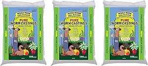 Wiggle Worm 100% Pure Organic Worm Castings - Organic Fertilizer for Houseplants, Vegetables, and More  OMRI-Listed Earthworm Castings to Help Improve Soil Fertility and Aeration, 12-Pounds 3 Pack