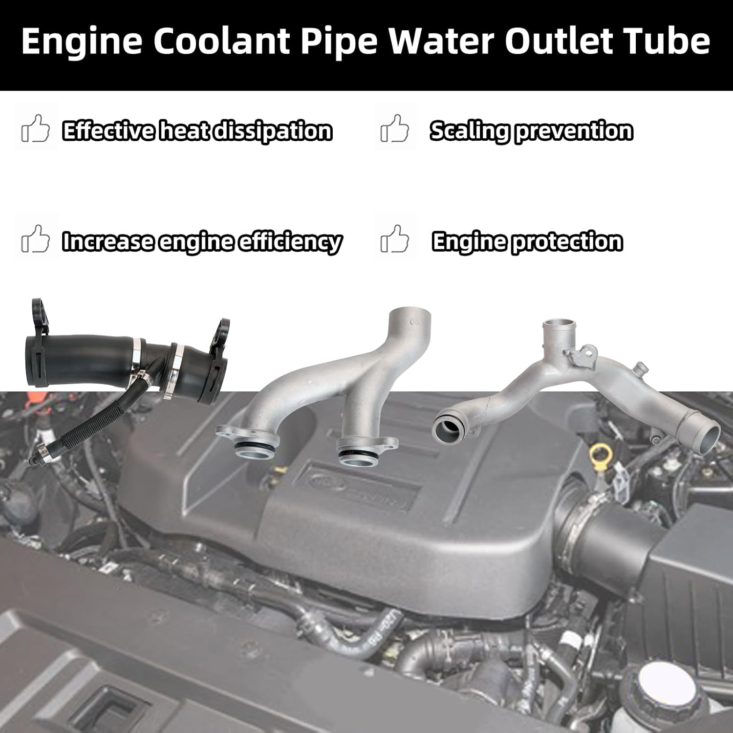 LR090630 Engine Coolant Pipe Water Outlet Tube for Land Rover for Range Rover Sport Velar for Range Rover Discovery Defender 110 90 Radiator Coolant Flange #LR090630 LR092992 LR049990 AJ813917