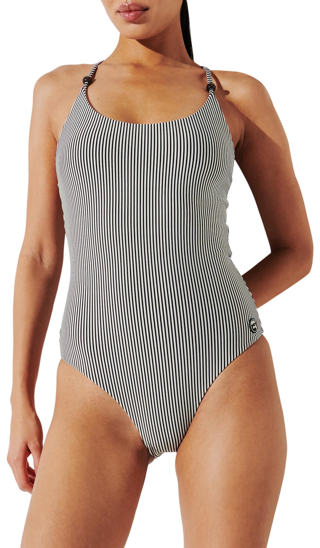 Karl Lagerfeld B.V Women's IKON Swimsuit, White/Black Stripe, S