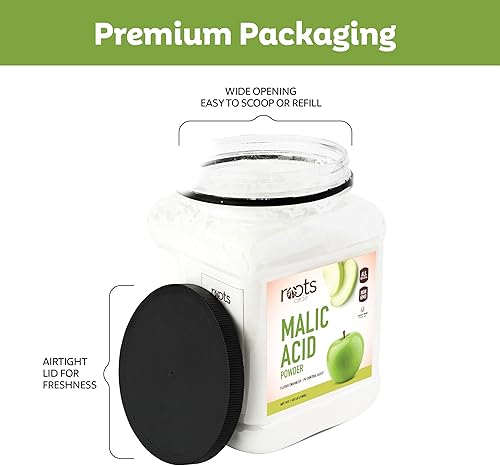 Miniatura 5 de Roots Circle Polvo de ácido málico, 1 paquete a granel de 26.45 onzas, grado alimenticio premium, sin gluten, sin OMG, ideal para potenciador del
