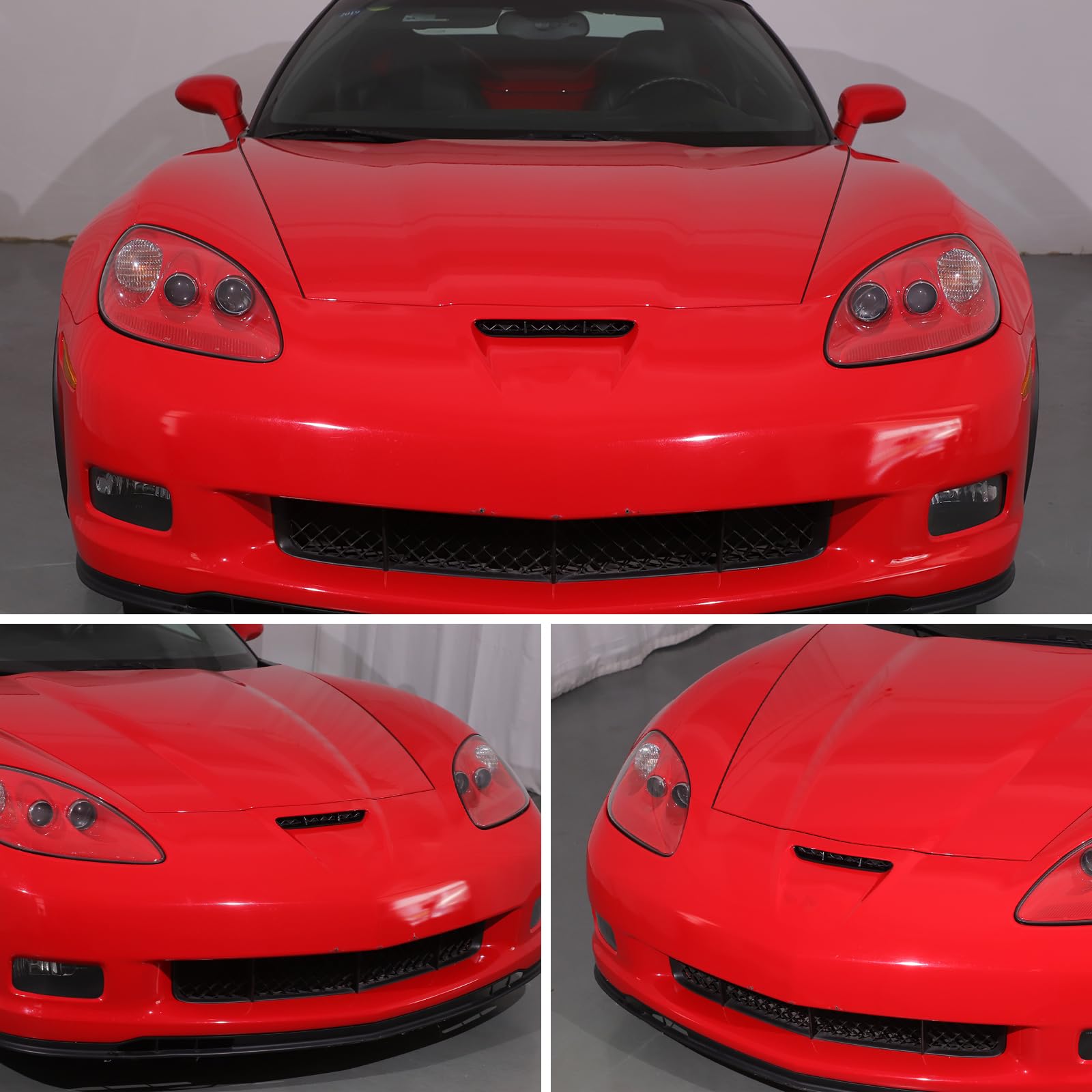 for Corvette C6 Hood Air Vents for Car Hood Scoop, ABS Bonnet Vent Hood Air Intake Trim Cover Moulding Cover Trim Replacement Compatible with Corvette C6 2005-2013 (Black)