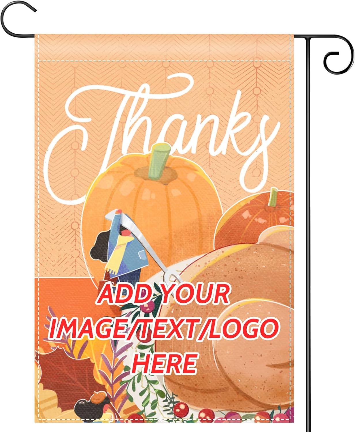 Personalized Thanksgiving Garden Flag, Custom Christmas Yard Flag Add Your Own Picture/Text Make Your Own Flag Banner Double Sided Home Wall Decoration, 27.6"x39.4"