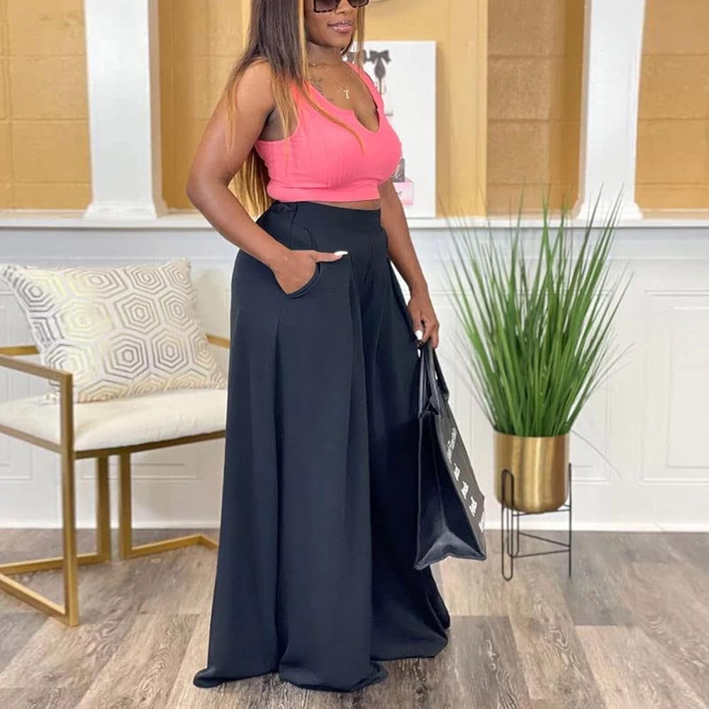 Amazon.com: Hostoyo Casual Palazzo Pants for Women Lounge Wide Leg